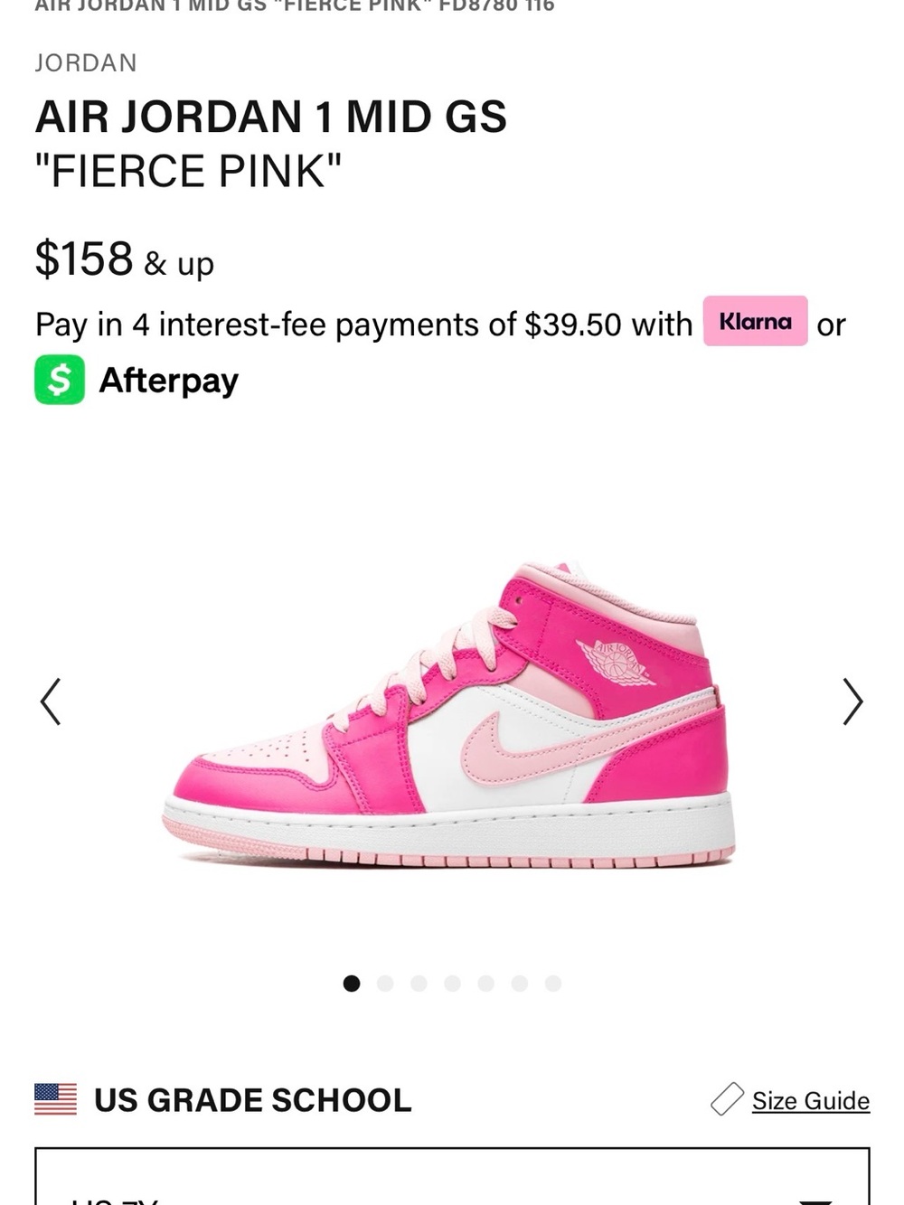 Jordan Air Jordan 1 Mid GS Pink/White Girls' Sneakers